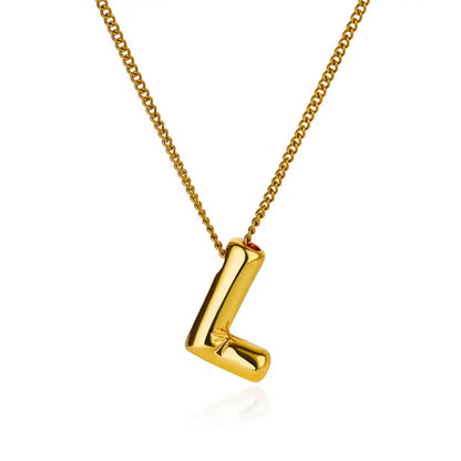 Stainless Steel Collares Chunky Alphabet Balloon 3D Letter Initials