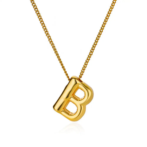Stainless Steel Collares Chunky Alphabet Balloon 3D Letter Initials