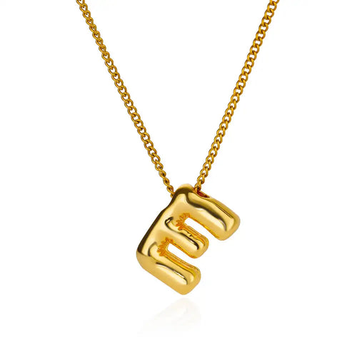 Stainless Steel Collares Chunky Alphabet Balloon 3D Letter Initials