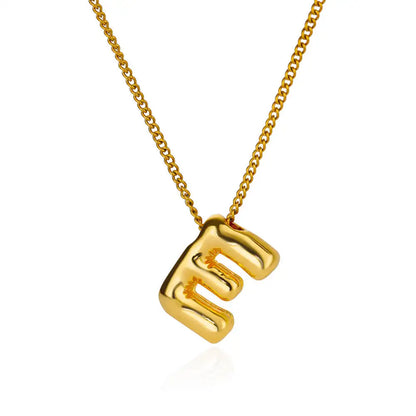 Stainless Steel Collares Chunky Alphabet Balloon 3D Letter Initials