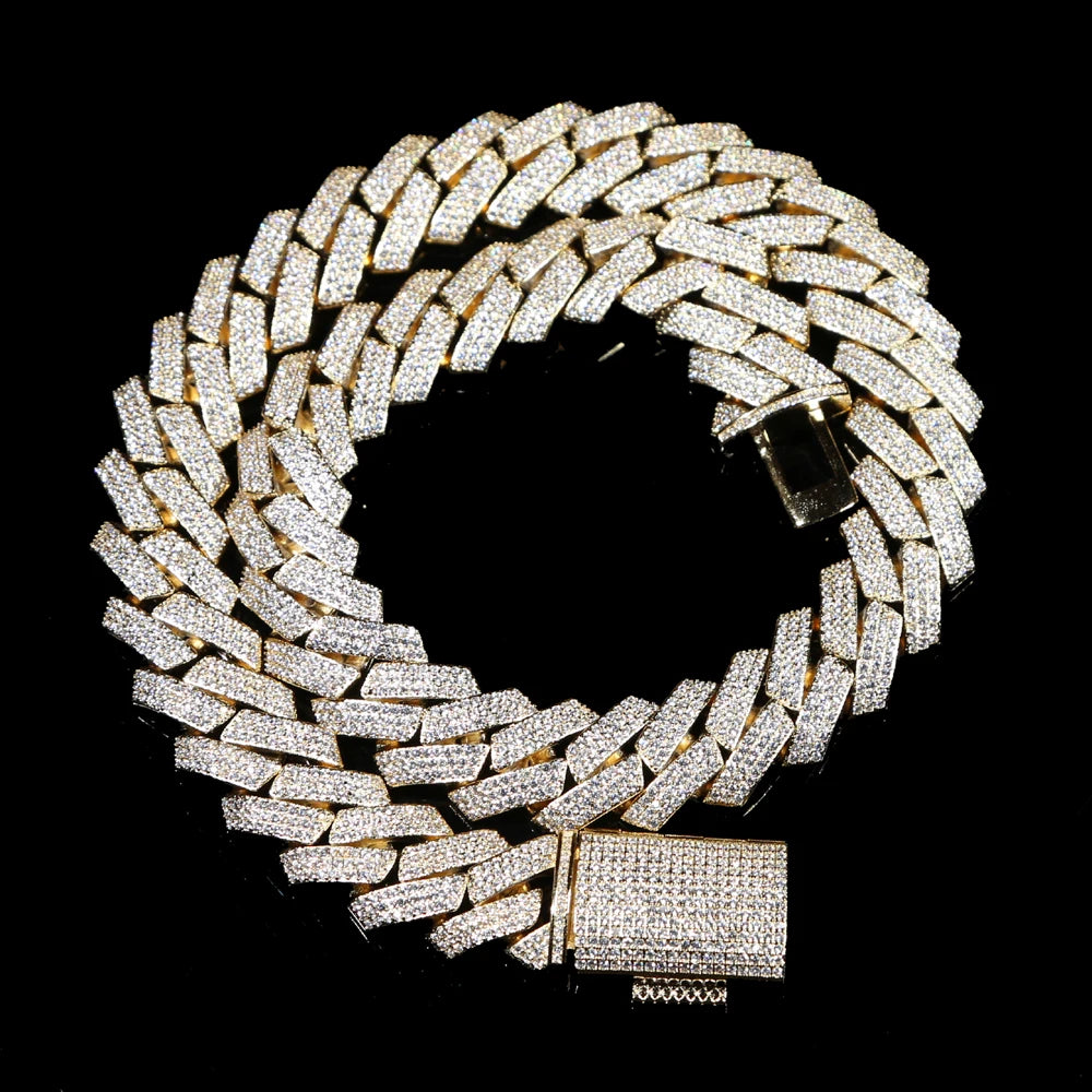 High quality iced out men jewelry 5A cz hip hop new micro pave 19mm cuban link chain big heavy chunky necklace for men boy