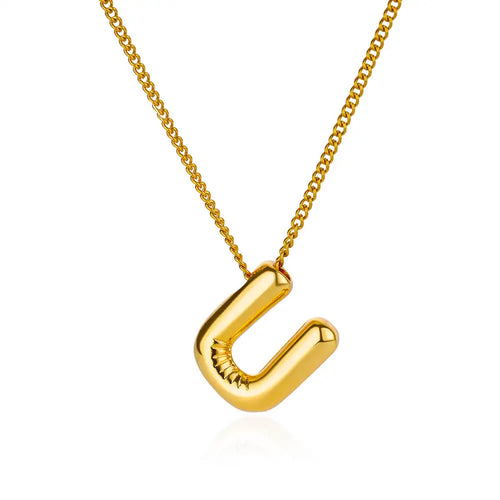 Stainless Steel Collares Chunky Alphabet Balloon 3D Letter Initials