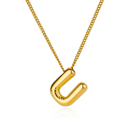 Stainless Steel Collares Chunky Alphabet Balloon 3D Letter Initials