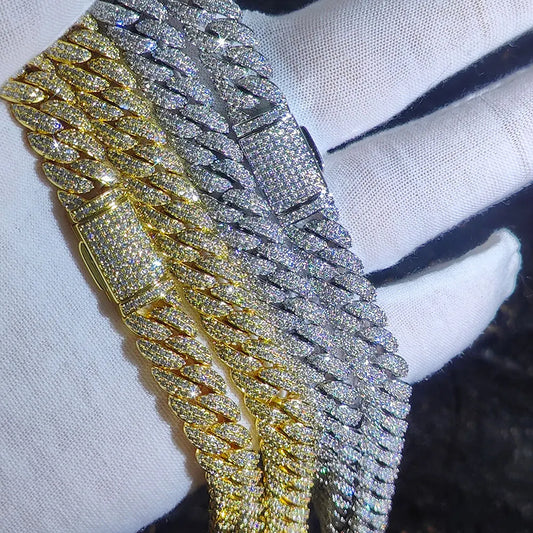 10mm Hip Hop Cubic Zircon CZ Iced Out Bubbles Cuban Link Chain