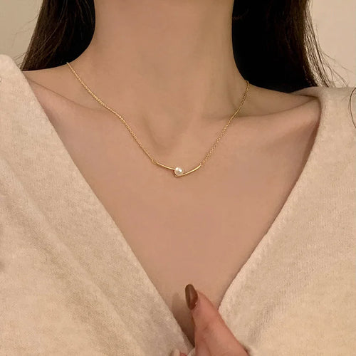 Light And Luxurious Opal Bow Necklace Women's Ins Fashionable And