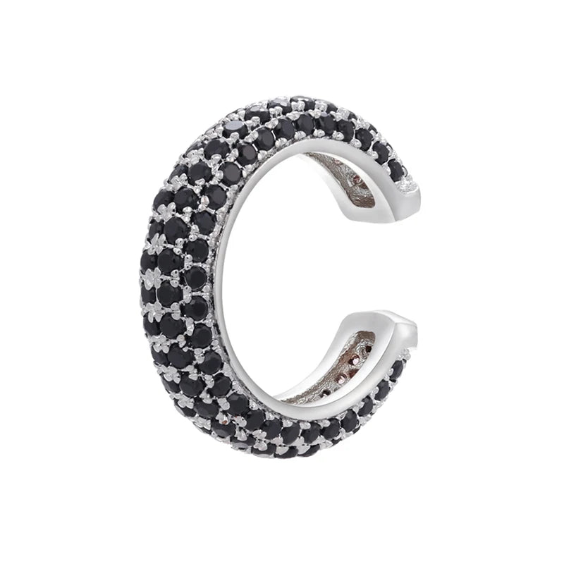 QMHJE 1 Piece Ear Clip on Earring Cuff Rainbow CZ Gold Silver Color Earing Jewelry Aretes Non Pierced Blue Black Clear Clipping