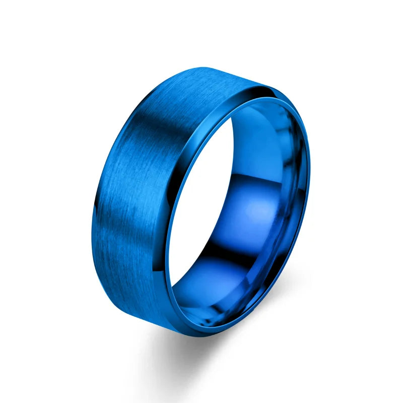 6 Colors Classic 8mm Tungsten Mens Ring Surface Brushed Stainless