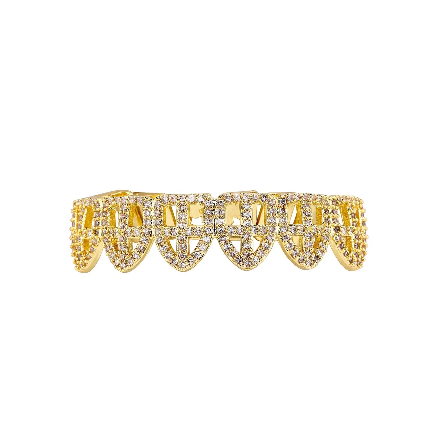 Hip Hop CZ Cross Teeth Grillz Caps Cubic Zircon Iced Out Micro Pave Top&Bottom Charm For Men Women Rapper Jewelry Xmas Gift