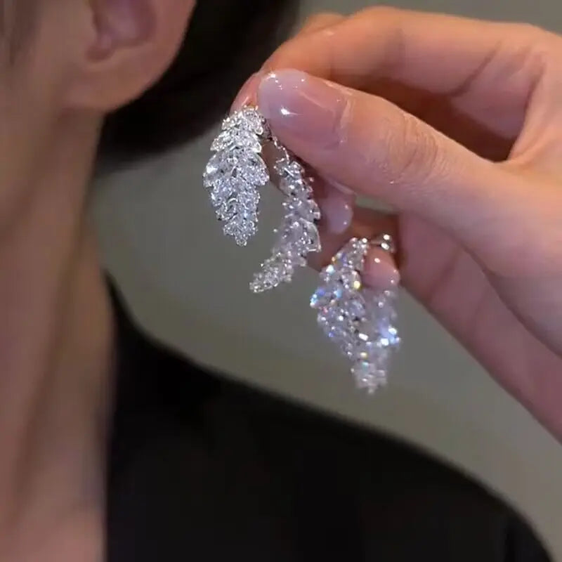 Sparkling Zircon Christmas Tree Drop Earrings For Women Trendy Xmas Tree Plant Dangle Earrings New Year Festival Party Jewelry