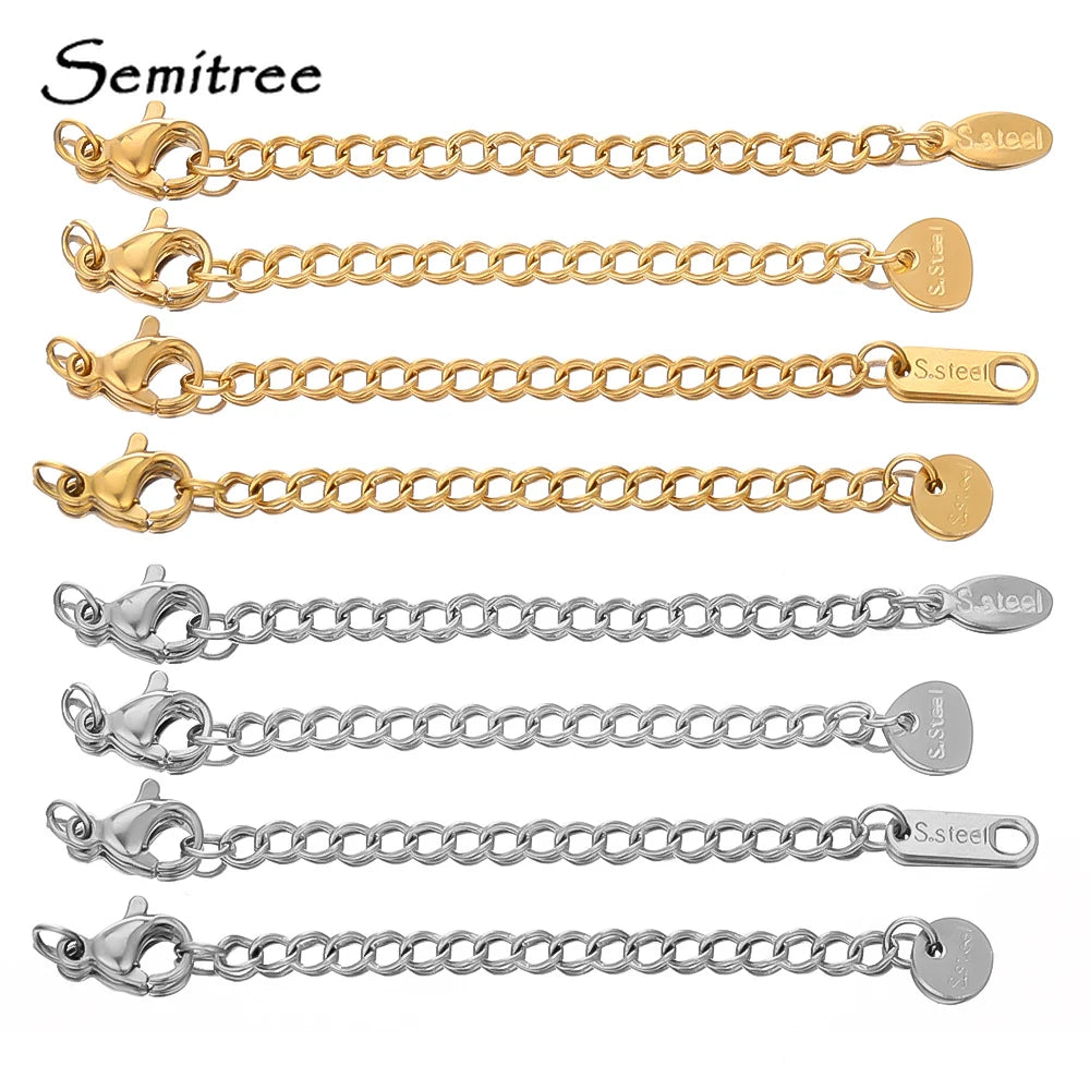 10pcs Stainless Steel Extension Extended Tail Chains Lobster Clasps