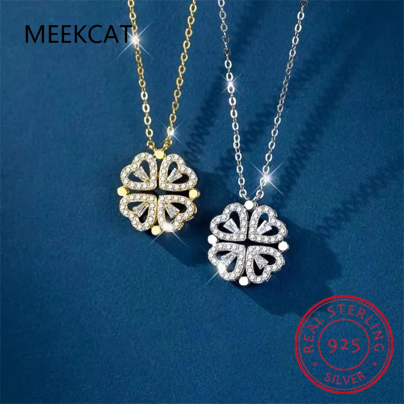 Creative Magnetic Folding Heart Shape Four-leaf Clover Pendant