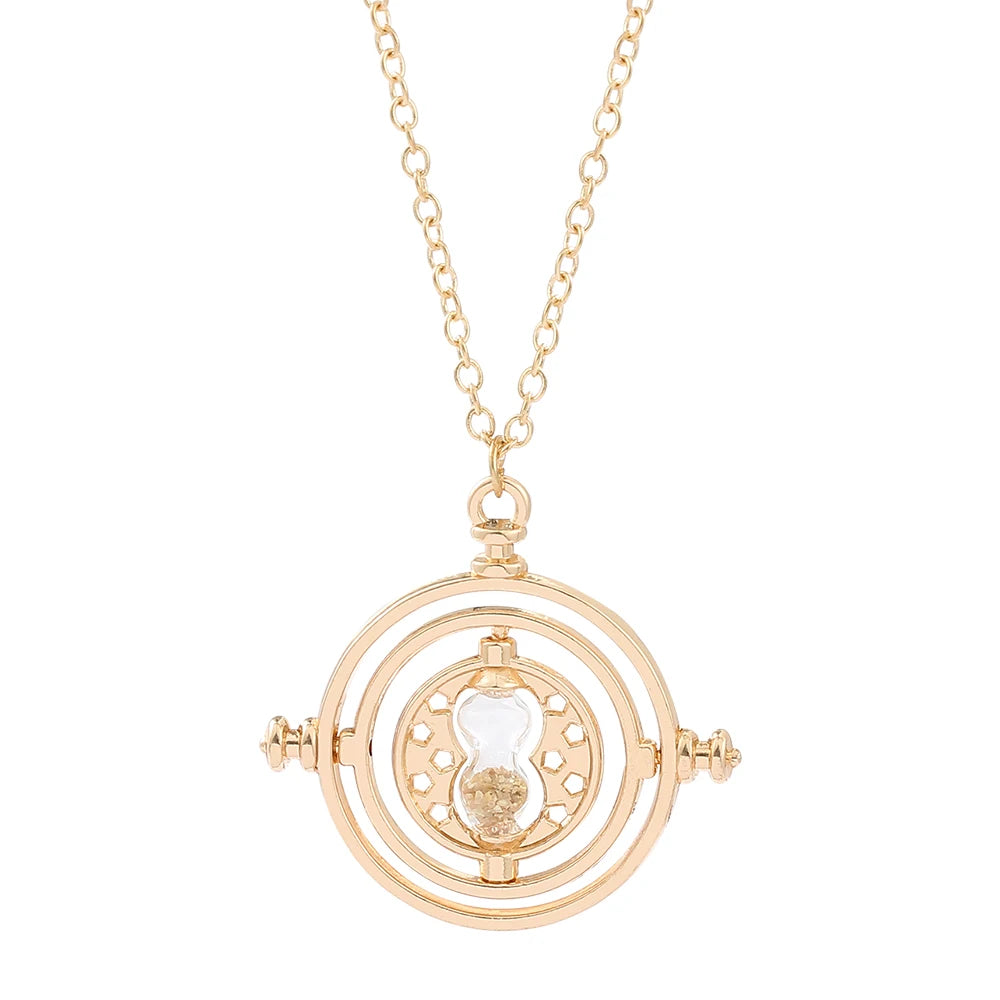 New Harried Time Necklace Timer Hourglass 360 Rotatable Potters Cosplay Props Astronomical Time Converter Magic School Fans Gift