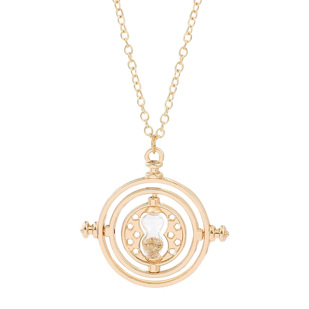 New Harried Time Necklace Timer Hourglass 360 Rotatable Potters Cosplay Props Astronomical Time Converter Magic School Fans Gift
