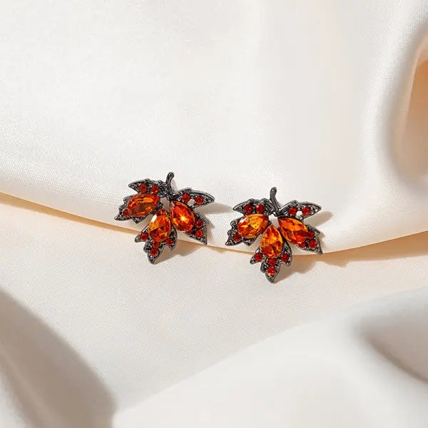 New Fashion Jewelry Red Rose Drop Earrings Women Vintage Rhinestone Flowers Dangle Earring Weddings Engagement Party Jewelry