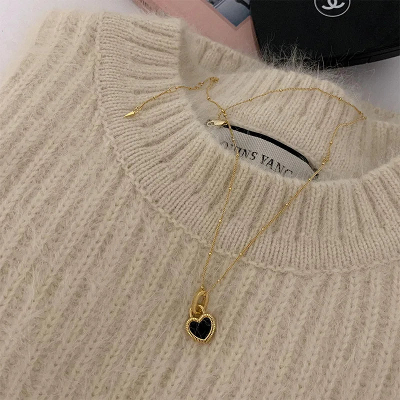 XIYANIKE Vintage Double Sided Heart Pendant Necklace For Women Girl