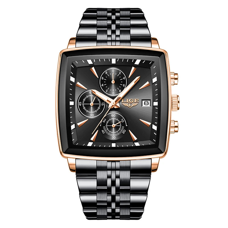 LIGE Fashion Mens Watches Top Brand Luxury Luminous Waterproof Chronograph Date Man Wristwatch Outdoor Sports Quartz Watch Men