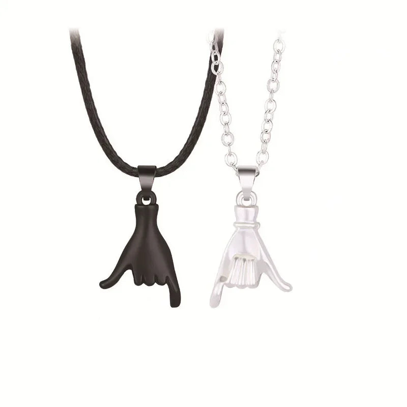 2pcs/set Pull Hook Hands Couple Necklace Pinky Swear Promise Love Hug