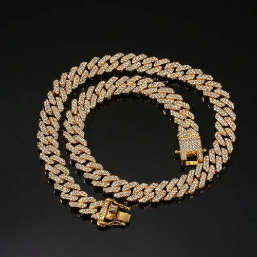 Uwin Micro Paved 12mm S-link Miami Cuban Necklaces Hiphop Mens Iced