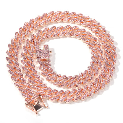 Uwin Micro Paved 12mm S-link Miami Cuban Necklaces Hiphop Mens Iced