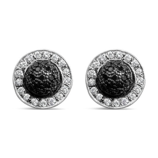 Gold Diamond Dome & Halo Stud Earrings