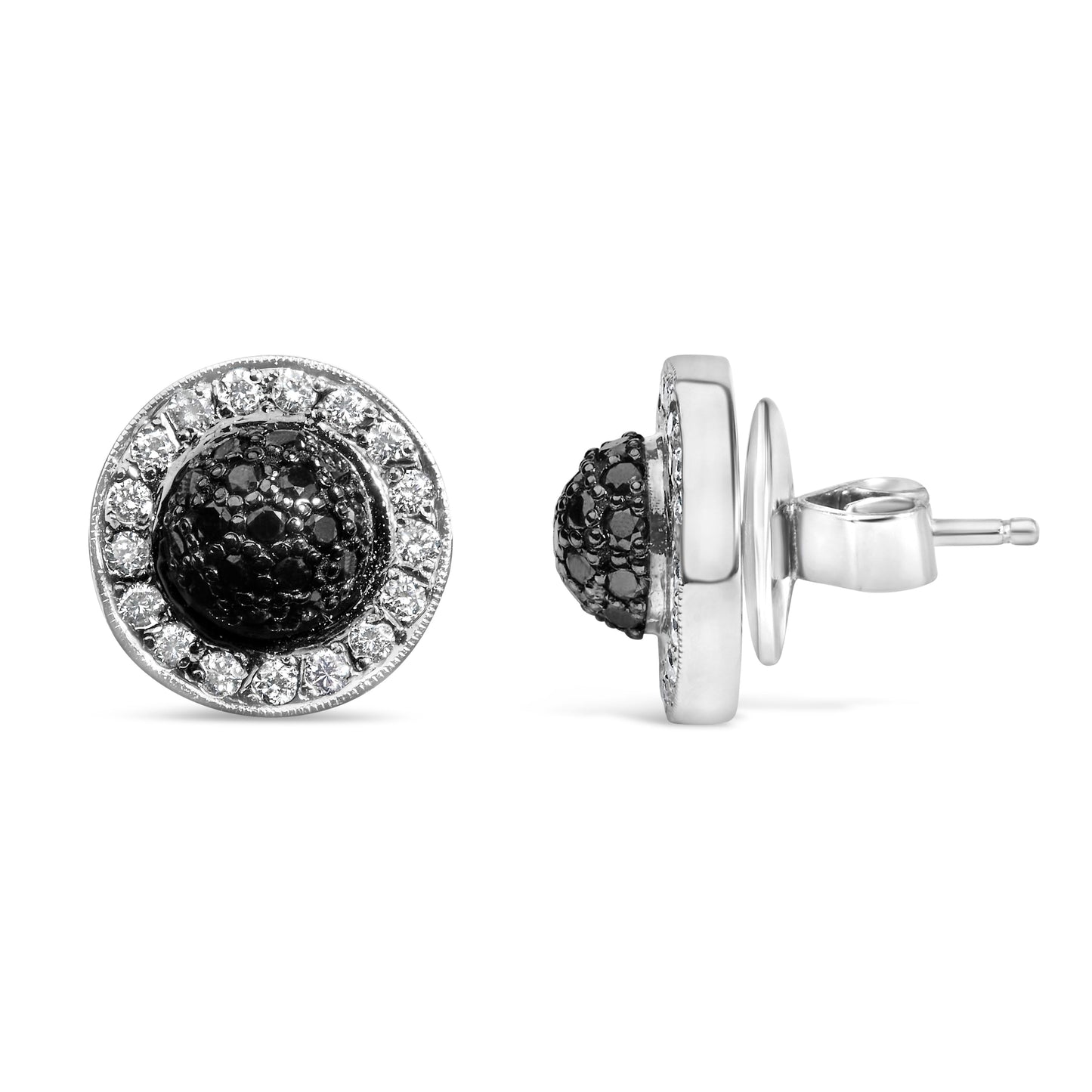 Gold Diamond Dome & Halo Stud Earrings