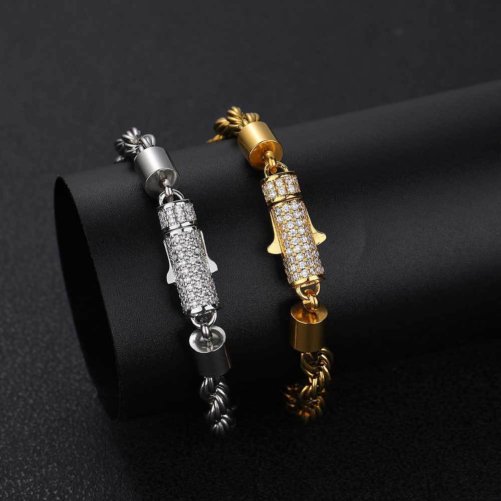 Stainless Steel Twist Hip Hop Men's Bracelet