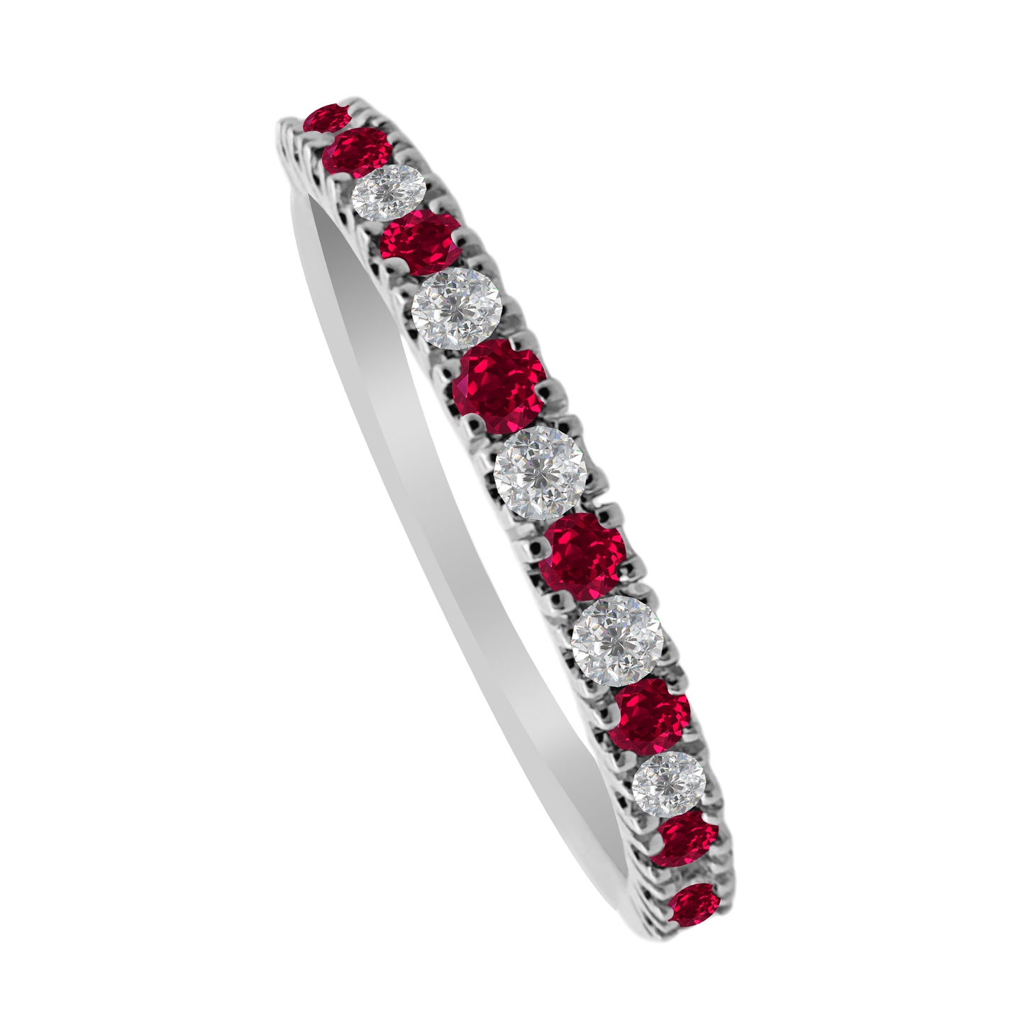 0.17 Rbrd 0.12 Dird 14K White Gold Ruby & Dia Ring Size 7 1.0Dwt