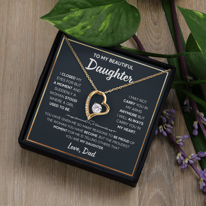 Daughter -  I closed my eyes - Dad - Forever Love Necklace