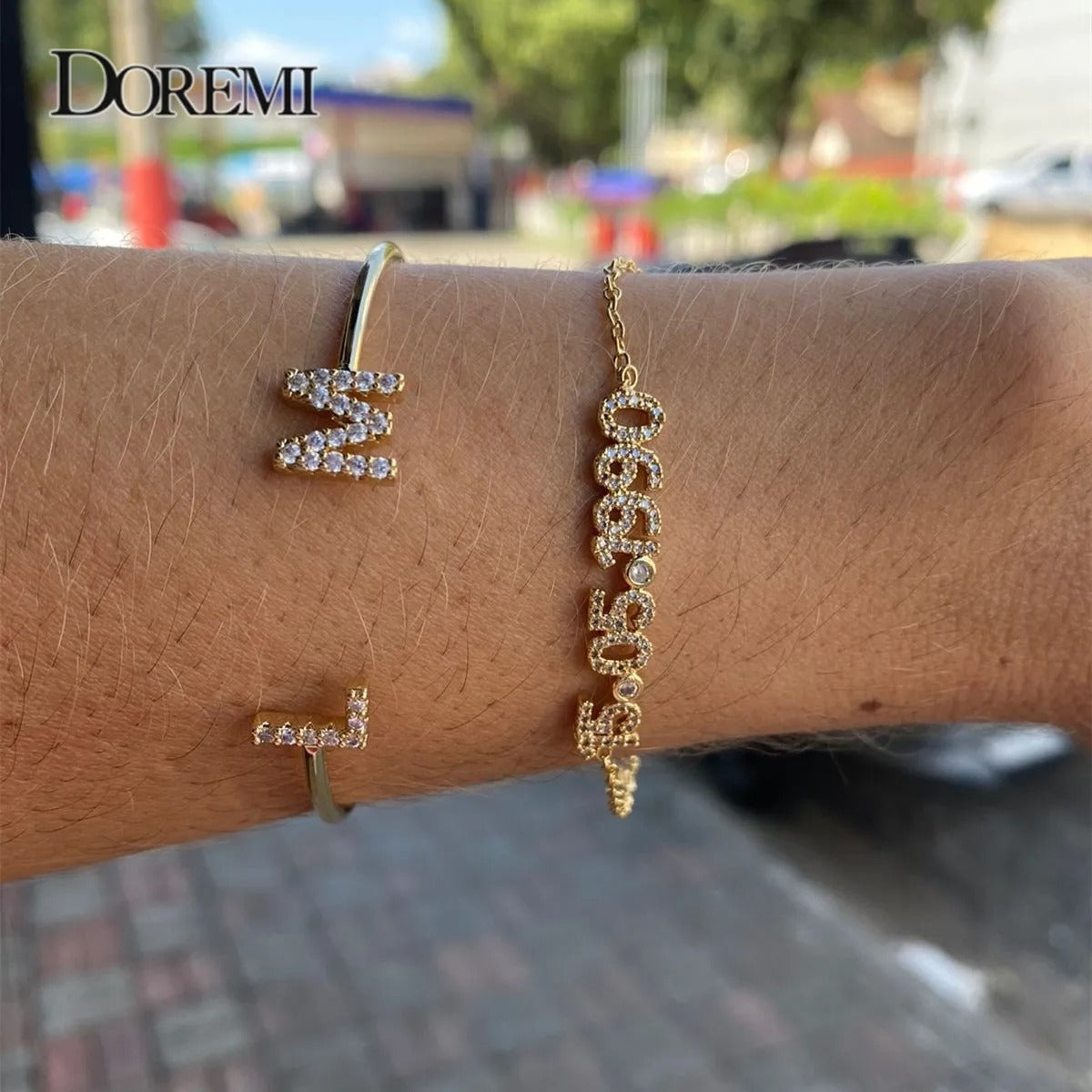 Trendy 6MM Letter Zircon Bracelet with Birthstone