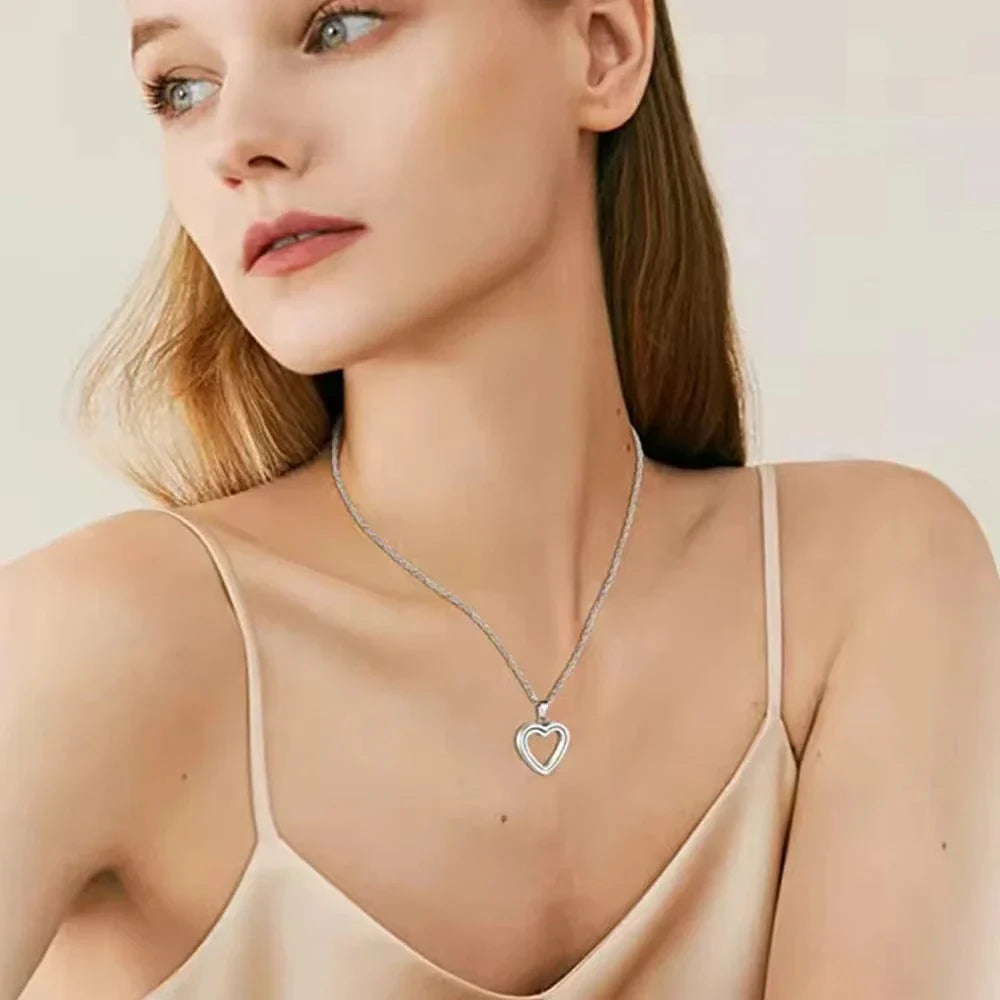 Heart Memorial Glass Cremation Necklace