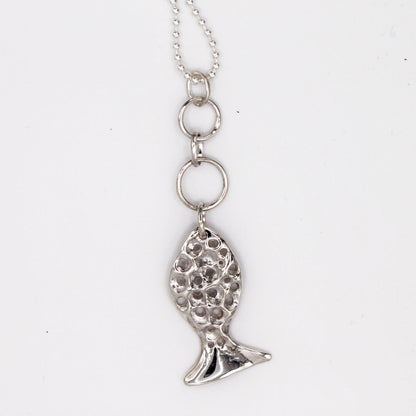 Bubble Fish Pendant Silver Necklace
